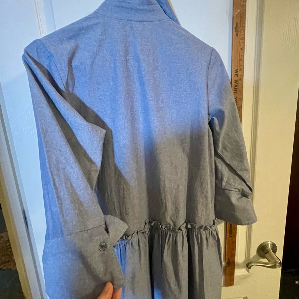 Classic Blue Button-Up Mini Dress - Picture 8 of 9